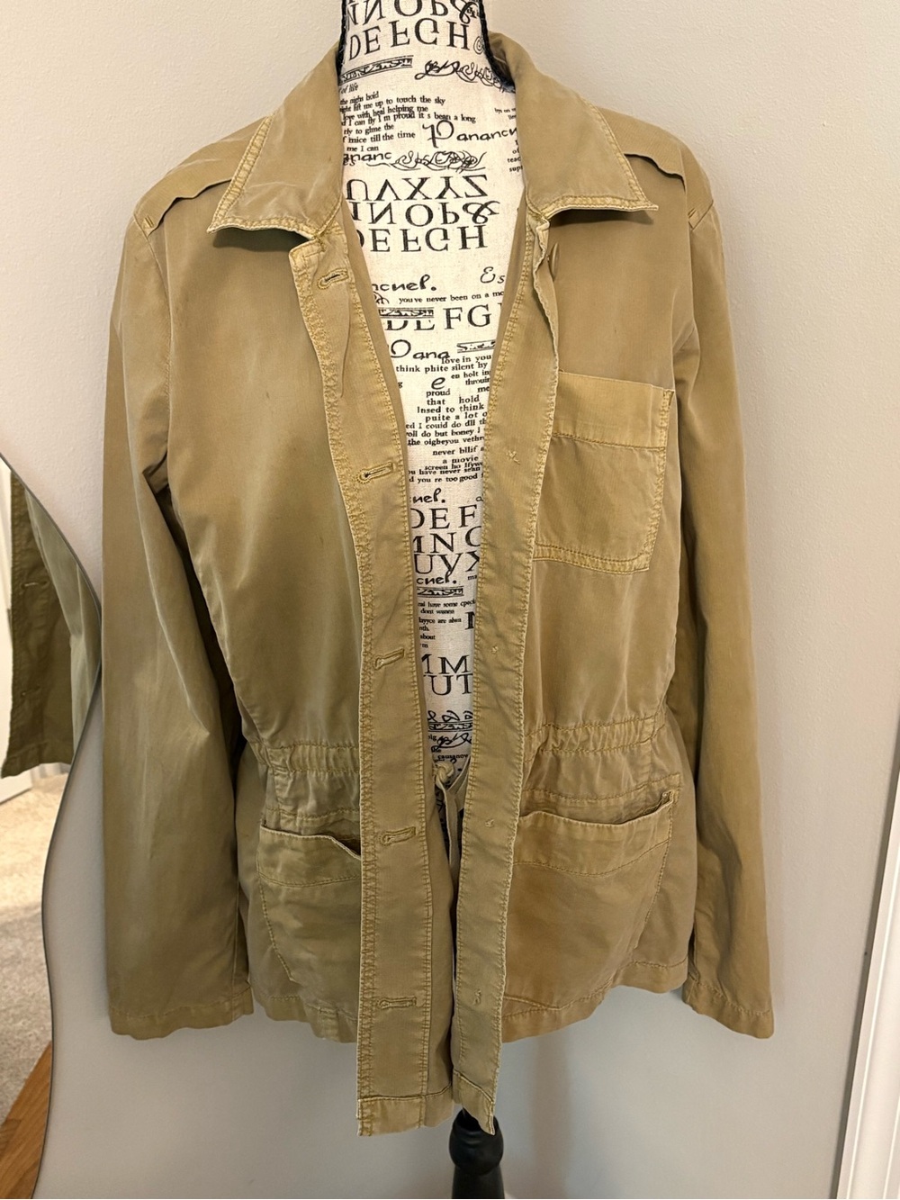 Eddie Bauer Tan Utility Jacket with Drawstring Waist-XL